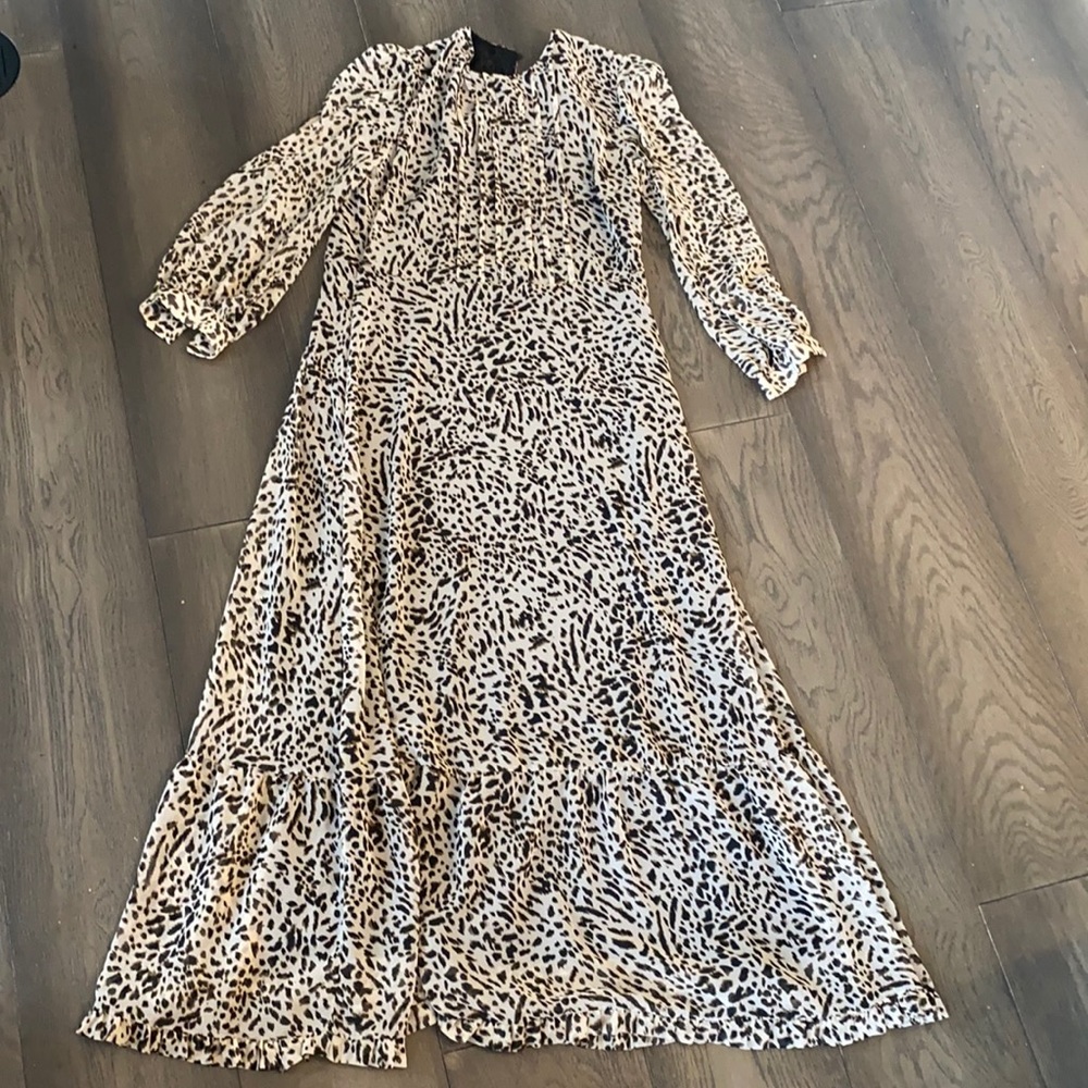 Brown and black animal print along Sleeve Dress